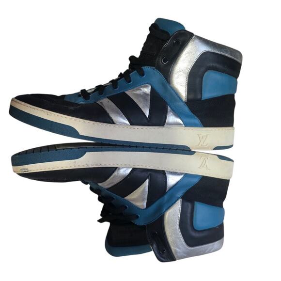 LOUIS VUITTON Tribe High Top Sneakers LI 0190 Men\'s 8.5 Blue White Black Silver main image 9